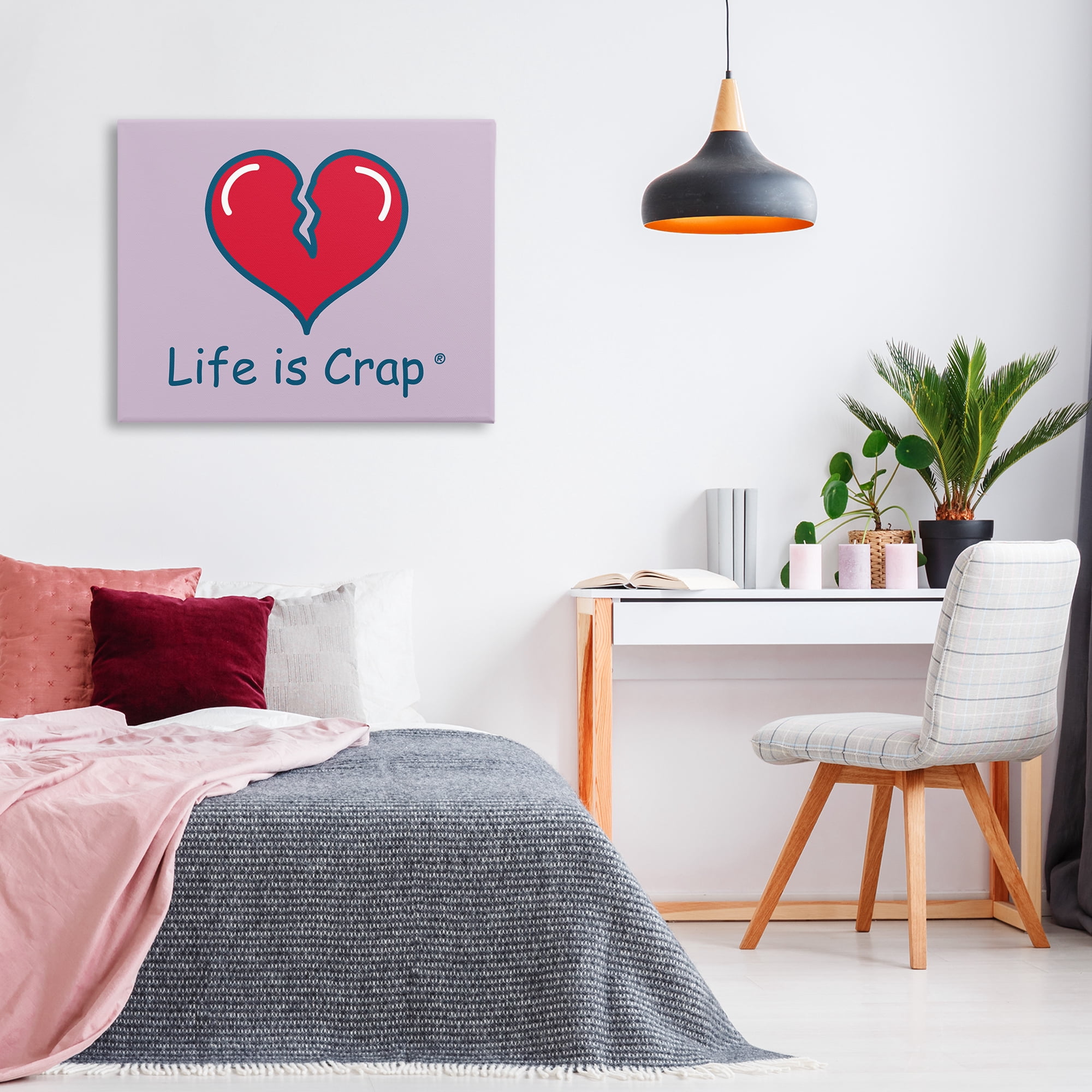 Stupell Industries Life Is Crap Heartbreak Novelty & Humor Painting Wrapped Canvas Art Print Wall Art, 40 x 30
