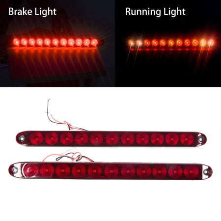 15'' Red 11 LED Stop Tail Turn Brake Light Bar For Trailer Truck RV Waterproof 