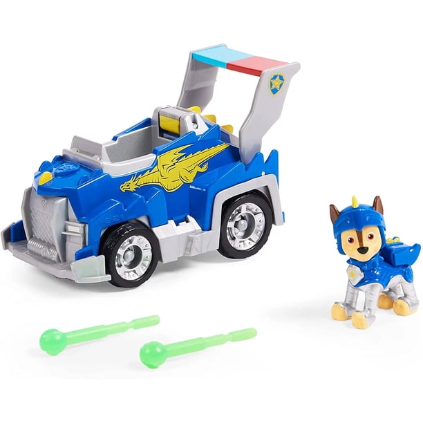 Original PAW Patrol New Rescue Knights Chase Marshall Rubble Skye Rocky coche de juguete transformador con figura de acción coleccionable