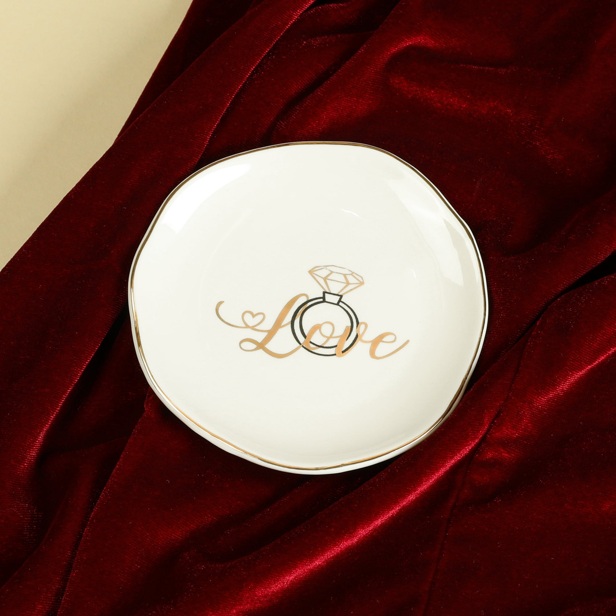 Unique Bargains Ceramic Jewelry Tray Decorative Trinket Dish Jewelry Boxes White
