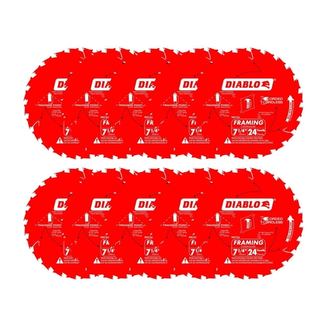 Hoja de sierra para enmarcar Diablo D0724A, 7 1/4 x 24 dientes, paquete de 10