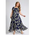 thumbnail image 4 of Plus Size Women Floral Printing Dress Short Sleeve Round Neck Chiffon A-line Female Elegant Fashion Summer Dresses 2025, 4 of 5