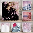 thumbnail image 2 of Japanese Style Shower Curtains Pink Cherry Blossom Floral Sea Waves Mount Fuji Scenery Modern Polyester Bathroom Curtain r, 2 of 7