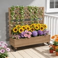 thumbnail image 4 of Raised Garden Bed with Trellis on wheels, Free-Standing Trellis Planter Box with 4 Drainage Holes,Brown, 4 of 11