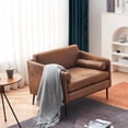 thumbnail image 4 of Zimtown Accent Chair Oversized Fabric Club Armchair w/ Pillows & Metal Legs Brown, 4 of 11