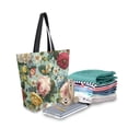 thumbnail image 2 of Open Top Canvas Tote Bag with Zipper Reusable Shopping Bag 13.5x15" Roomy Carryall Floral Pattern with Roses, 2 of 9