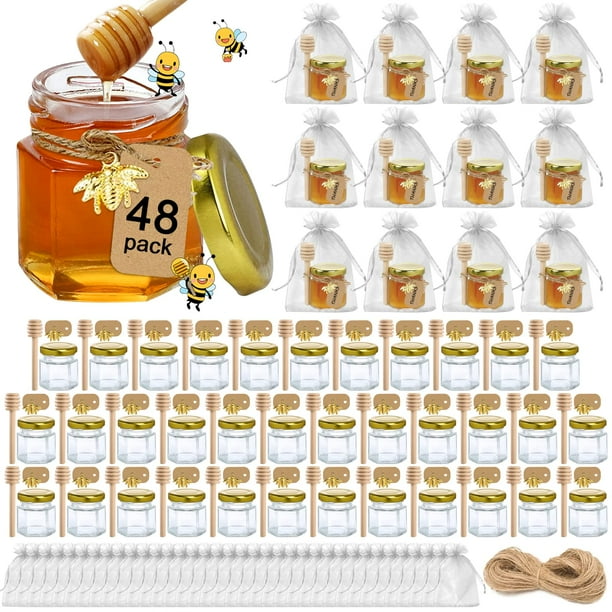 Aliggbent Honey Jars 48 Pack Mini Honey Jars Party Favors in Bulk