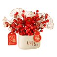 thumbnail image 3 of de bayas rojas artificiales Flor rico Festival de primavera Mesa Adorno de año nuevo chino para comedor Oficina Interior Tienda Decoración , estiloC perfecl Bonsái de simulación, 3 of 8