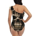 thumbnail image 5 of Honeii Metal Style Horned Skull for women's one-piece swimsuit featuring a chic one-shoulder design experience elegance and style in the water-X-Large, 5 of 6