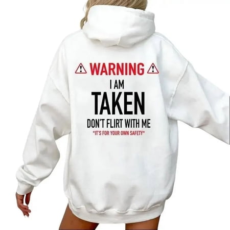I'm Taken Hoodie – Funny "Don't Flirt With Me" Unisex Pullover Sweatshirt, Romantic Gift for Boyfriend or Girlfriend, Classic Cotton Couples Hoodie