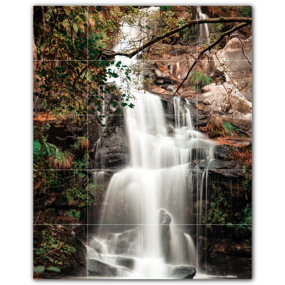 Picture-Tiles.com: Waterfalls Ceramic Tile Wall Mural WAL501110-45S. 17"W x 21.25"H using (20) 4.25" x 4.25" Ceramic Tiles-Satin Finish