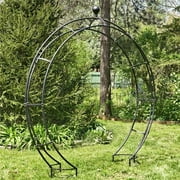 Zaer ZR190430-BK Iron Moon Gate with Plant Stands, Antique Black