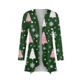 thumbnail image 5 of Women's Fashionable Loose-Fit Casual Cardigan with Christmas Print Mid-Length Coat for Holiday Outfits and Comfortable Wear,Army Green,2XL, 5 of 6