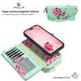 thumbnail image 6 of TECH CIRCLE 2-in-1 Wallet Case for iPhone 14 Plus (6.7", 2022), Detachable Magnetic Back Cover, Flip Flower Phone Case with 15 Card Slots, Zipper Pocket, Crossbody Strap, Wrist Strap, Green, 6 of 12