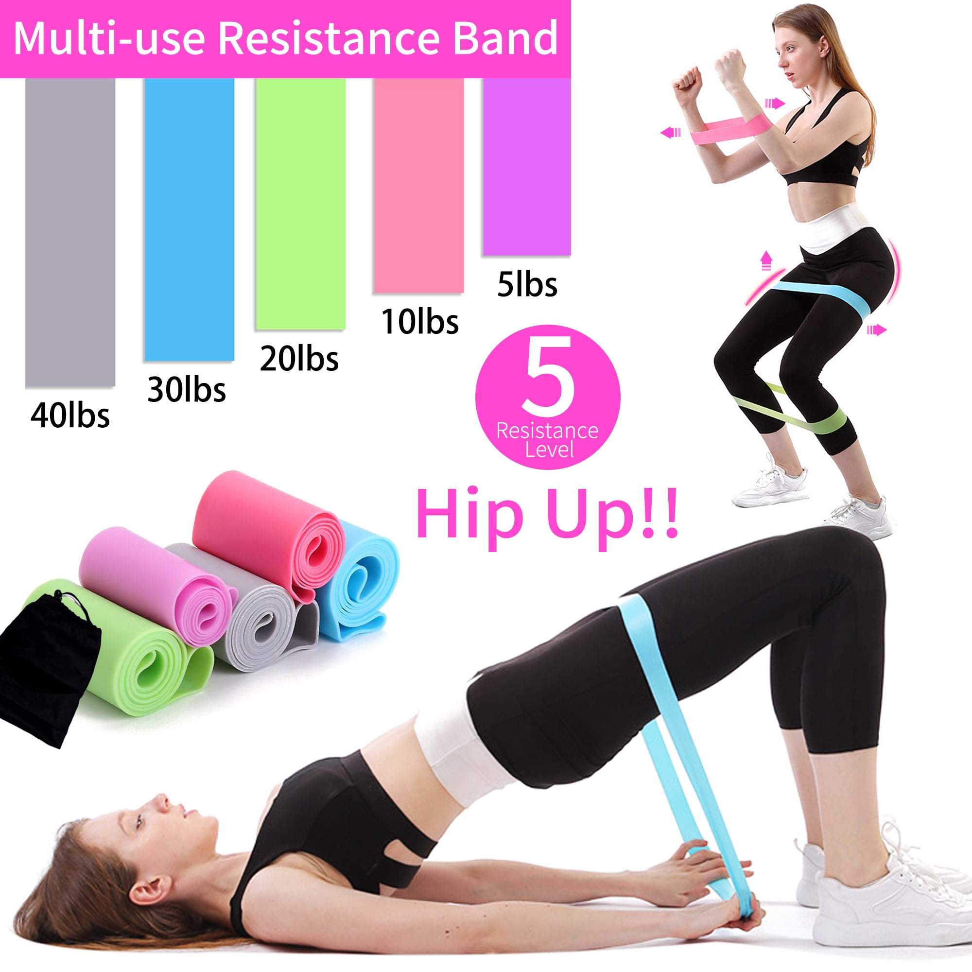 5 Stretch Level Exercise Resistance Band Loop Set Exercise Workout