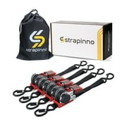 Strapinno Retractable Ratchet Straps 1 in x10ft, with Rubber-Coated Handles, S-Hooks, Secure Cargo Tie-Downs for Motorcycles, Bikes & Daily Use, Breaking Strength -1,500LBS/680KG (4 PK)