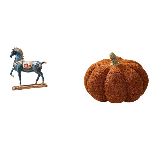 Figura de caballo,Figura de caballo Escultura animal coleccionable,Adorno de centro de mesa con estatua de caballo de resina,Almohadas de calabaza de Halloween,Almohadas de calabaza de