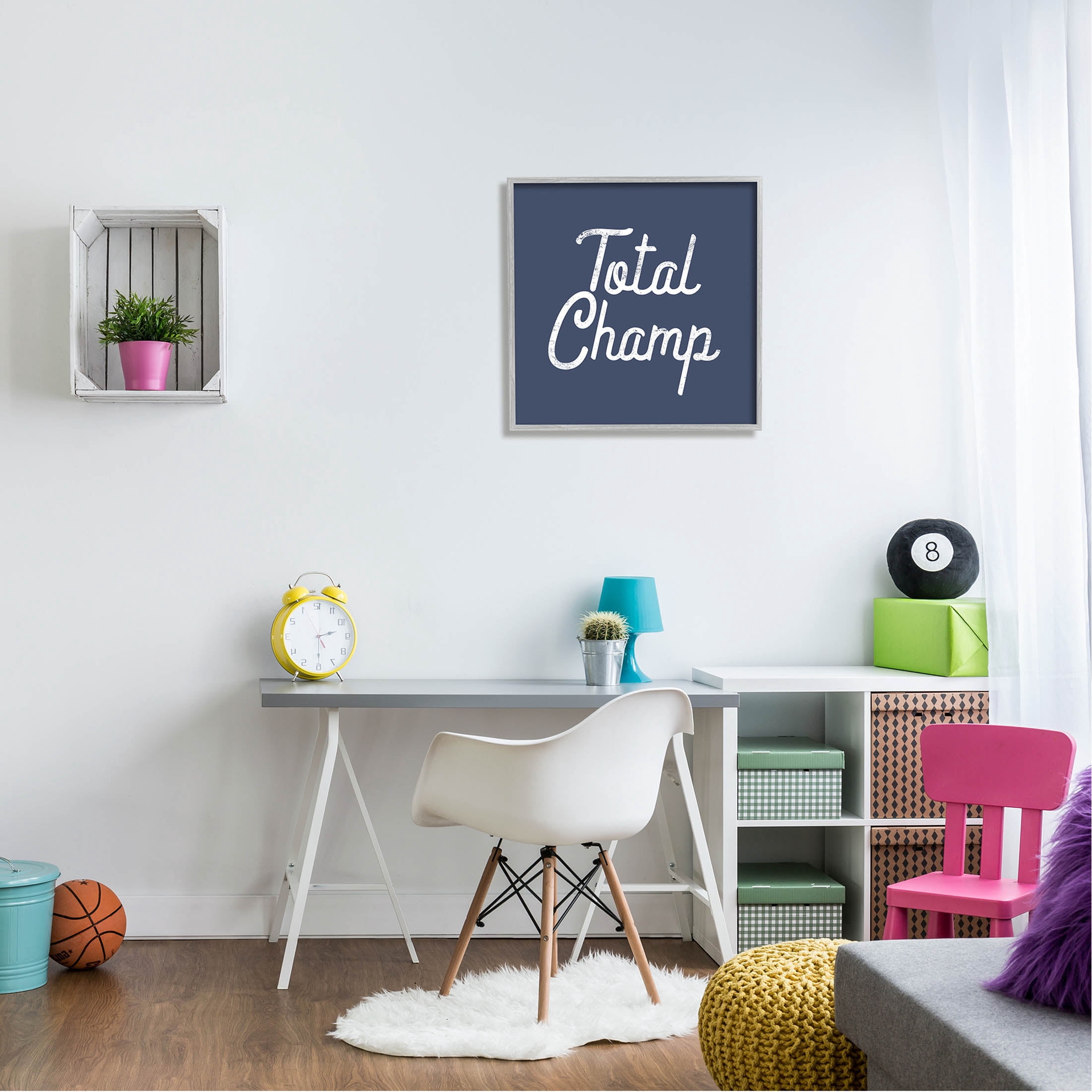 Stupell Industries Total Champ Vintage Phrase Graphic Art Gray Framed Art Print Wall Art, Design by Lil' Rue