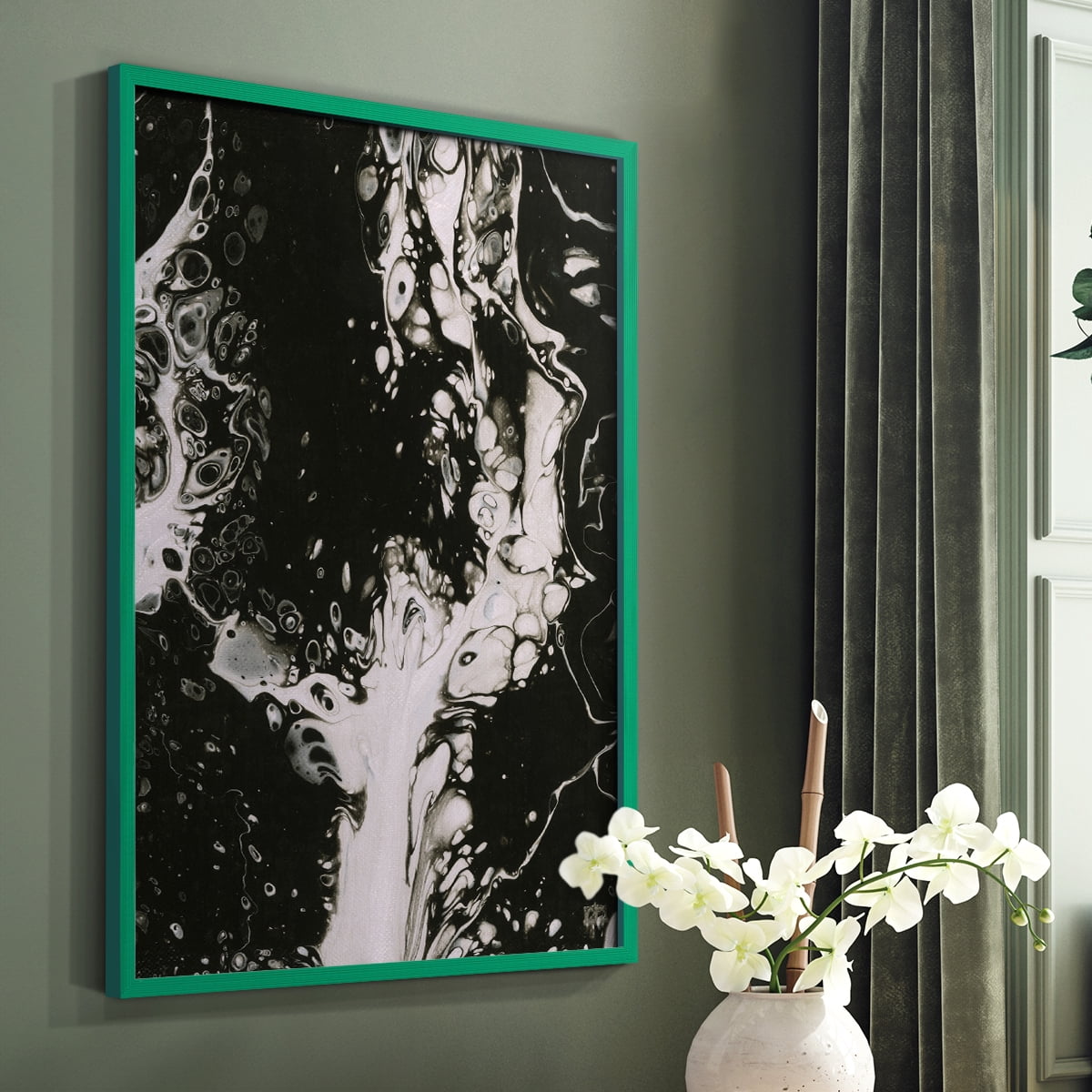 C37 Framed Print in Green Solid Wood Framed Print No Nail Hanging