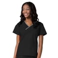 thumbnail image 2 of Maevn Core Women's Y-Neck Mock Wrap Top & Flare Leg Pant Scrub Set, 2 of 5