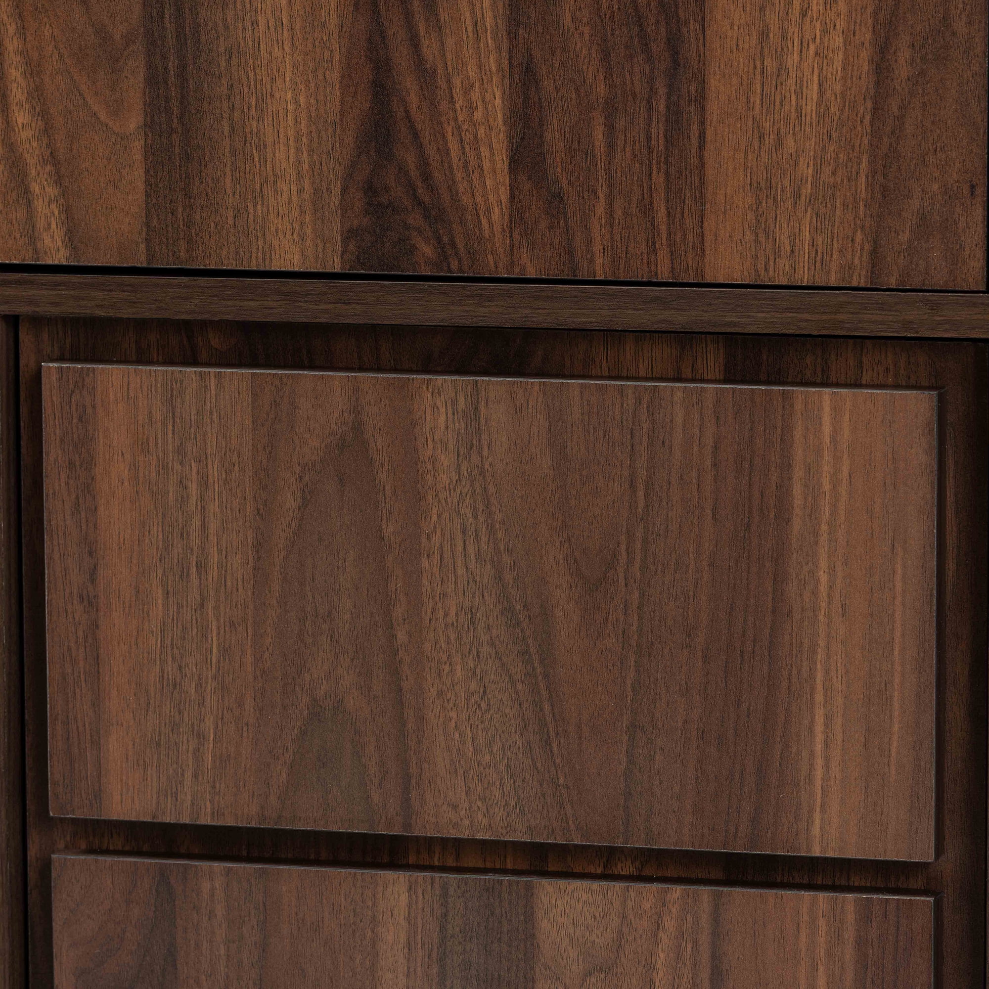 Baxton Studio Neil Modern and Contemporary Walnut Brown Finished Wood and Black Finished Metal Multipurpose Storage Cabinet