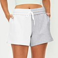 thumbnail image 2 of Women's High Waisted Stretchy Summer Shorts Drawstring Color Matching Sports Casual Beach Shorts S-2XL, 2 of 7