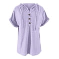 thumbnail image 5 of Ruyang Women's Casual Summer Hoodies Short Sleeve Drawstring Hoodies Tops Button Front V Neck Pullover T-Shirts Tops, 5 of 5