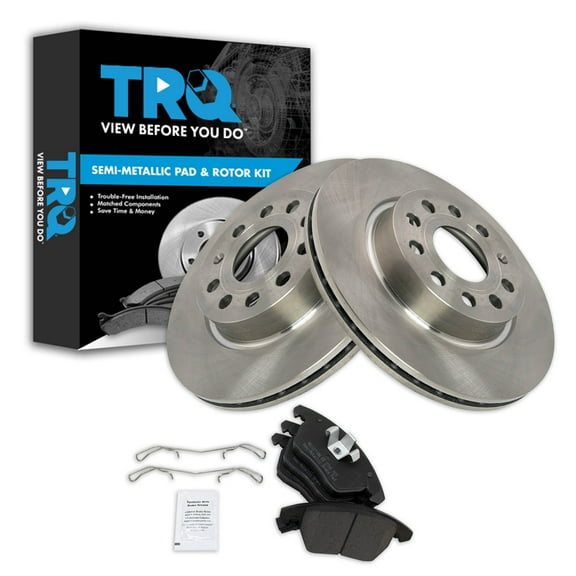 TRQ Front Brake Pad & Rotor Kit Brake Pads Brake Rotor Semi-Metallic Fits Select 2011 Audi A3 Quattro 2013 Volkswagen GTI 2011-2018 Jetta
