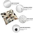 thumbnail image 4 of YANMS Modern Geometric Throw Pillow Covers Brown Black Stripes Cushion Covers For Bedroom Retro Circle Swirls Pillow Covers Abstract Texture Decorative Accent Pillow Cases,2 pcs White, 4 of 6