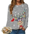 thumbnail image 4 of larppty Womens Long Sleeve Christmas Sweatshirt Casual Crew Neck Cute Xmas Graphic Pullover Tops Lightweight Loose Fit Sweater 2025 Fall Outfit (Grey, M), 4 of 6
