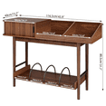 thumbnail image 3 of Console Table with Fluted Sliding Door, Mid Century Modern Entryway Table with Storage Shelf, Display Shelf for Hallway Living Room, Walnut, 3 of 12