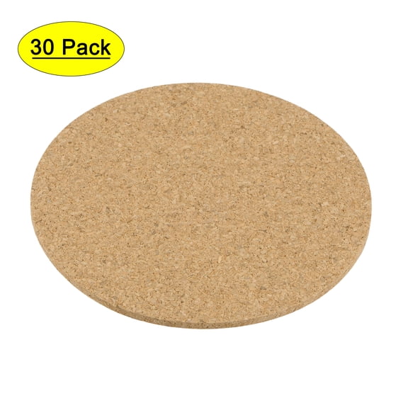 Uxcell Cork Coasters Wooden Trivet Drinks Absorbent Mats 30 Pack Yellow 4 x 0.12 inch