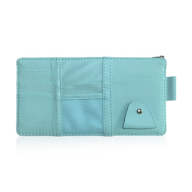 Coche Styling Sun Visor Organizer Universal Elástico Correa de almacenamiento Bolsa de almacenamiento Automotriz Glasses Mobilephone Pen Holder con cremallera azul claro tholdsy VI009632-03
