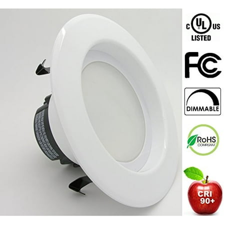 Bioluz LED 4-inch 10 Watt 90 CRI Dimmable LED Retrofit Recessed Lighting Fixture - 3000K LED Ceiling Light 650 Lumens Recessed Downlight UL-listed (non-beveled)
