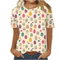 thumbnail image 3 of VBTAPA Easter Shirt for Women Bunny Shirts Cute Rabbit Graphic Tee Christian T-Shirt Easter Eggs Graphic Casual Tee Tops Limited Time Sales Multicolor L, 3 of 5
