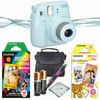 Fujifilm Instax Mini 8 instant camera (Blue) + 20 mini instant film (10 Rainbow + 10 RiLakkuma ) + mini 8 accessories