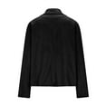 thumbnail image 5 of FAVIPT Faux Suede Crop Jacket Women Long Sleeve Casual Cropped Zipper Biker Moto Jacket Fall Winter Outfits Black,M, 5 of 8