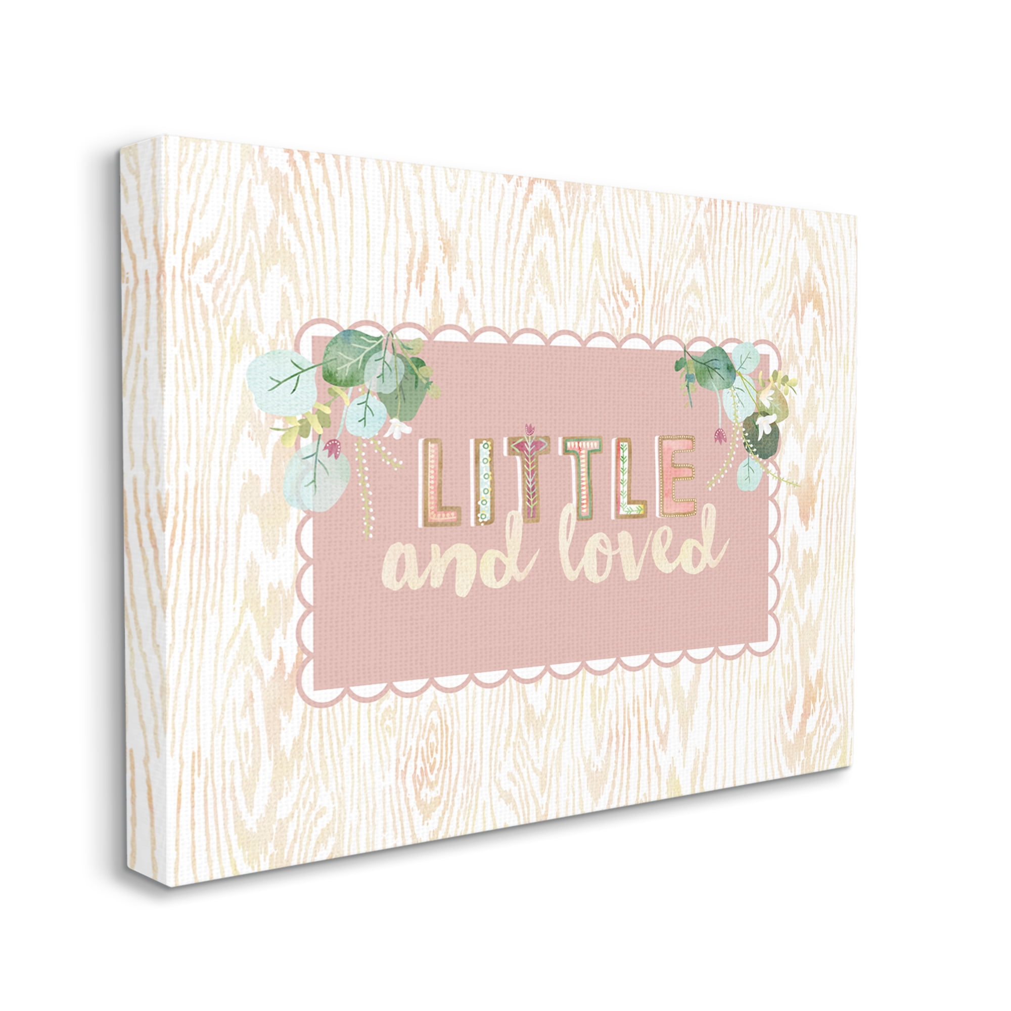 Stupell Industries Little & Loved Phrase Botanical & Floral Painting Gallery Wrapped Canvas Print Wall Art, 20 x 16