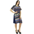 thumbnail image 3 of Bimba Womens Printed Cotton Caftan MultiColor Drawstring Kaftan Beach Cover Up Sleep Dress, 3 of 8