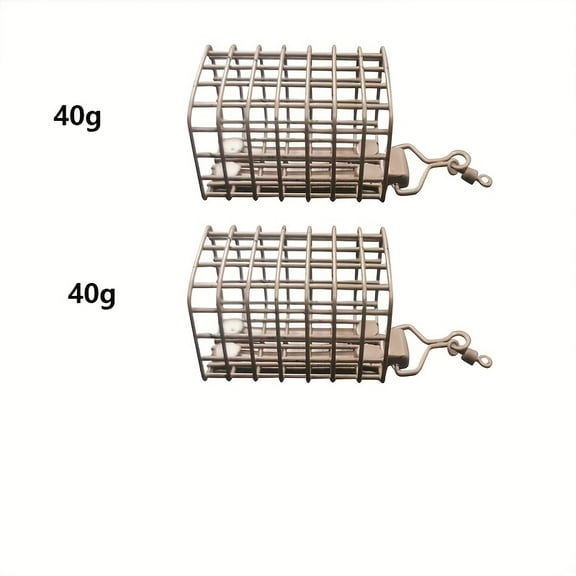 Rectangular metal fishing bait cage with rotator - durable carp feeding basket, brown paint finish, essential fisherman's accessory for fishing