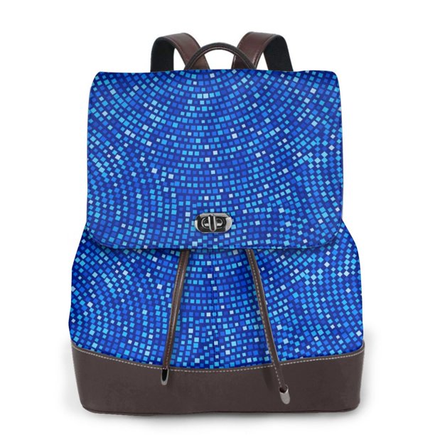 Fotbe Blue Circles Mosaic Mochila Bolso con Estampado para Mujer, Mochila Antirrobo de Nylon Impermeable, Bolsa Ligera de Hombro