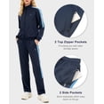 thumbnail image 5 of Women's 2Pc Full Zip Tracksuit, 4 Way Stretch with Reflective Stripes & Zipper Pockets for Golf Running Gym Dark Blue M, 5 of 9
