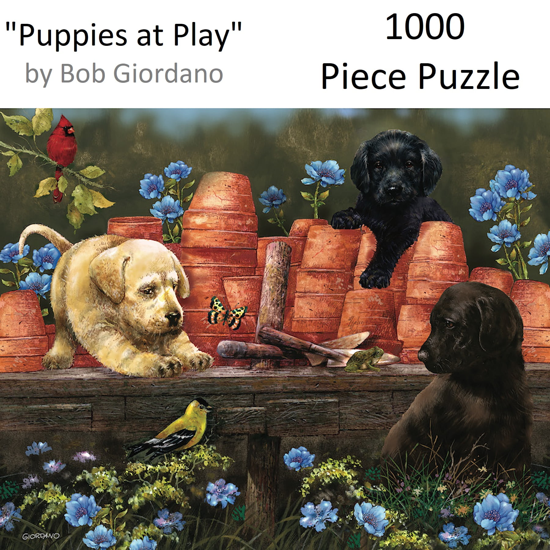 Hart Puzzles 1000-Piece Puppies at Play by Bob Giordano Interlocking Jigsaw Puzzle