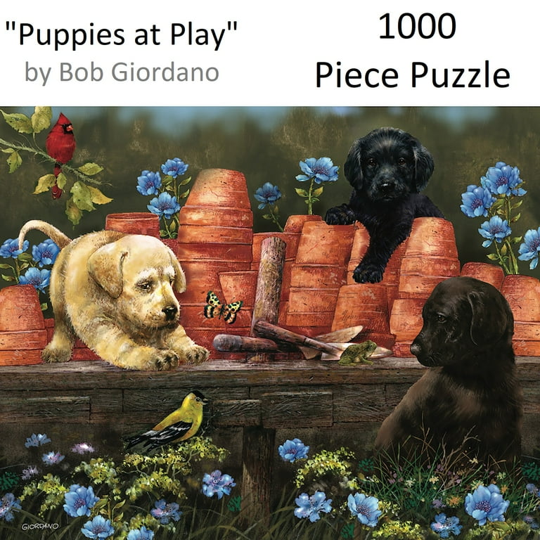 Hart Puzzles Puppies at Play by Bob Giordano, 1000 Piece Puzzle