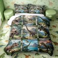 thumbnail image 2 of Manfei Woodland Dinosaur Wildlife Quilt King,Retro Jungle King Coverlet Set,Green Gray,3-Piece,1 Bedspread and 2 Pillowcases, 2 of 7