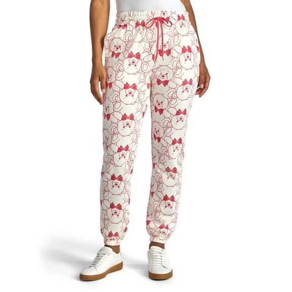 Women's Holiday Teddy Bear Print Jogger Pants, Sizes XXS-XXL