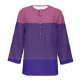 thumbnail image 3 of FNFYFH walmart weekly ad sales Button Down V Neck Tshirts for Women 2025 Fashion Color Block 3/4 Sleeve Blouses Casual Loose Printing Tunics Clothes, 3 of 3