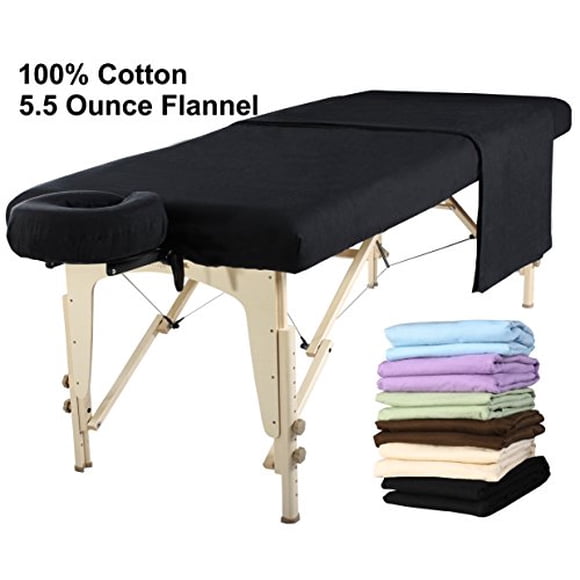 Master Massage Universal Massage Table Flannel Sheet Set 3 in 1 Table Cover Face Cushion Cover Table Sheet (Black)