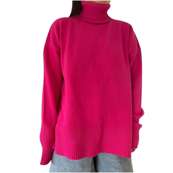 AOOCHASLIY 2023 Womens Sweater Women's Fall and Winter Popular High Collar Loose Knit Sweater