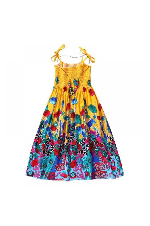 Baby Girls Dress Flower Princess Dress Bohemian Sleeveless Kids Toddler Summer Playwear Beachwear Sundress